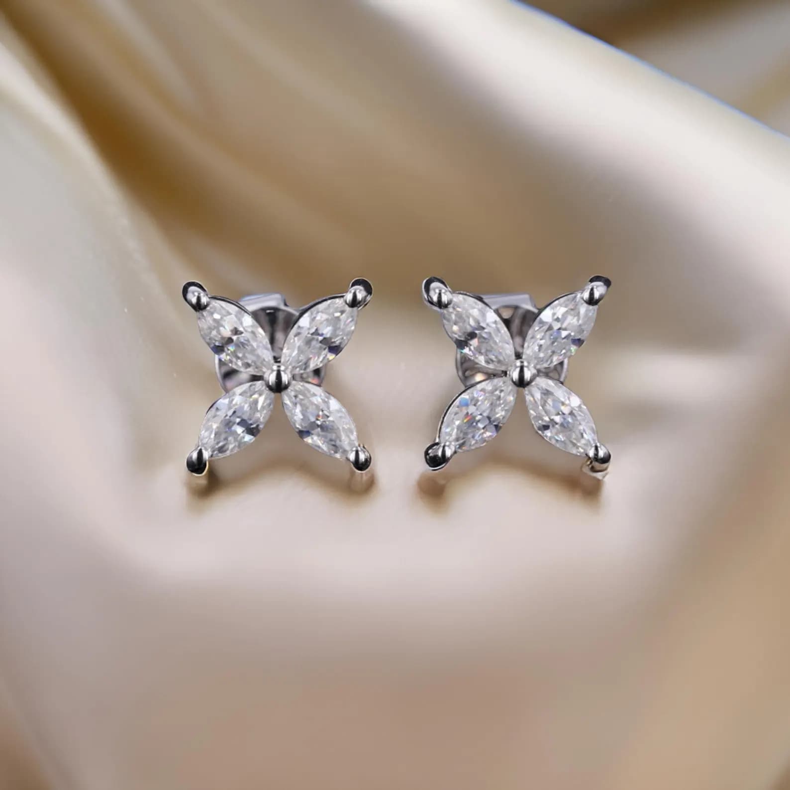 Floral Sterling Silver Stud Earrings