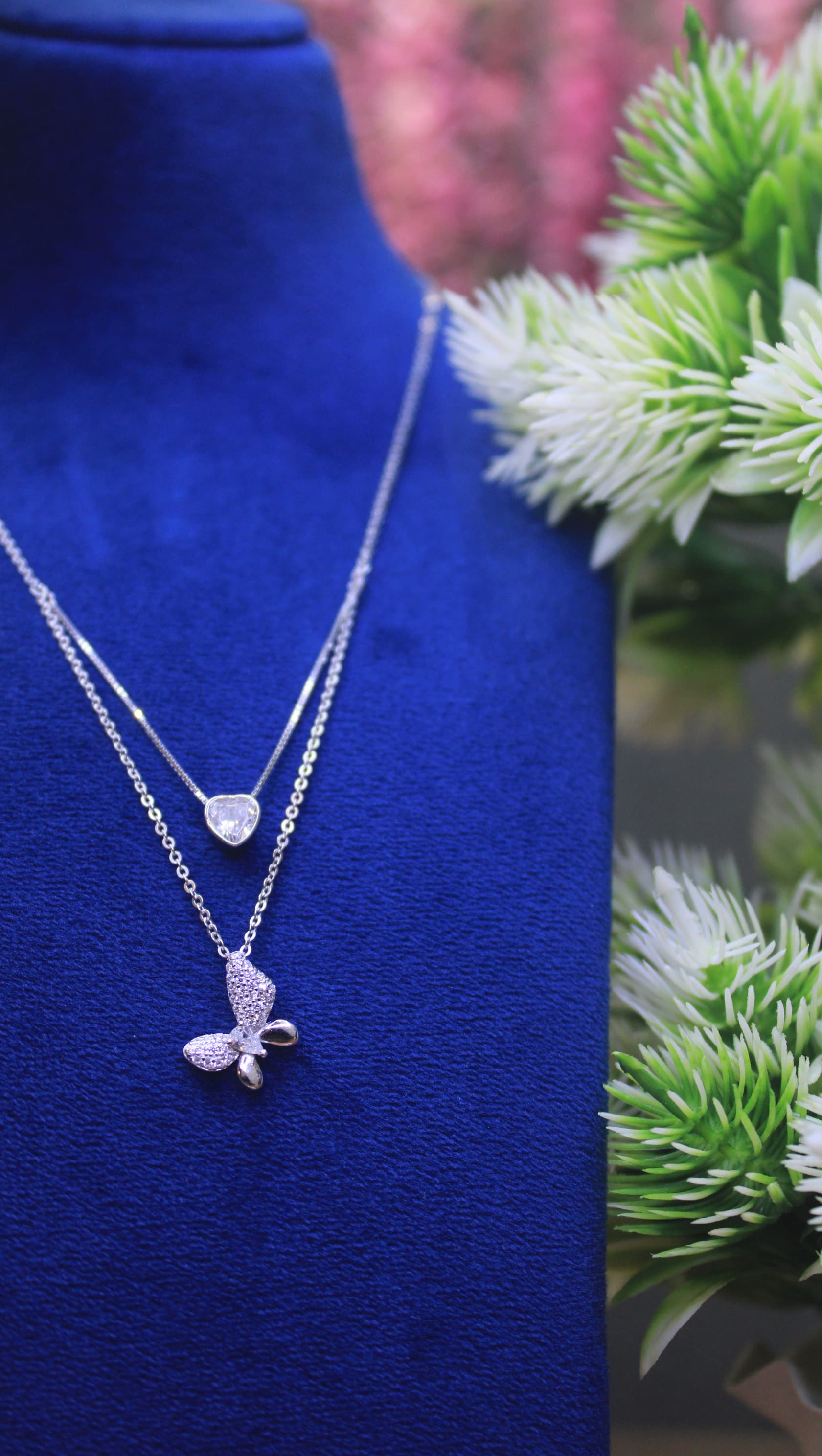 Dainty Layered Necklace Set  Silver Butterfly Pendant & Heart Charm  Minimalist Jewelry for Women Cute Everyday Layered Chain Gift for Her