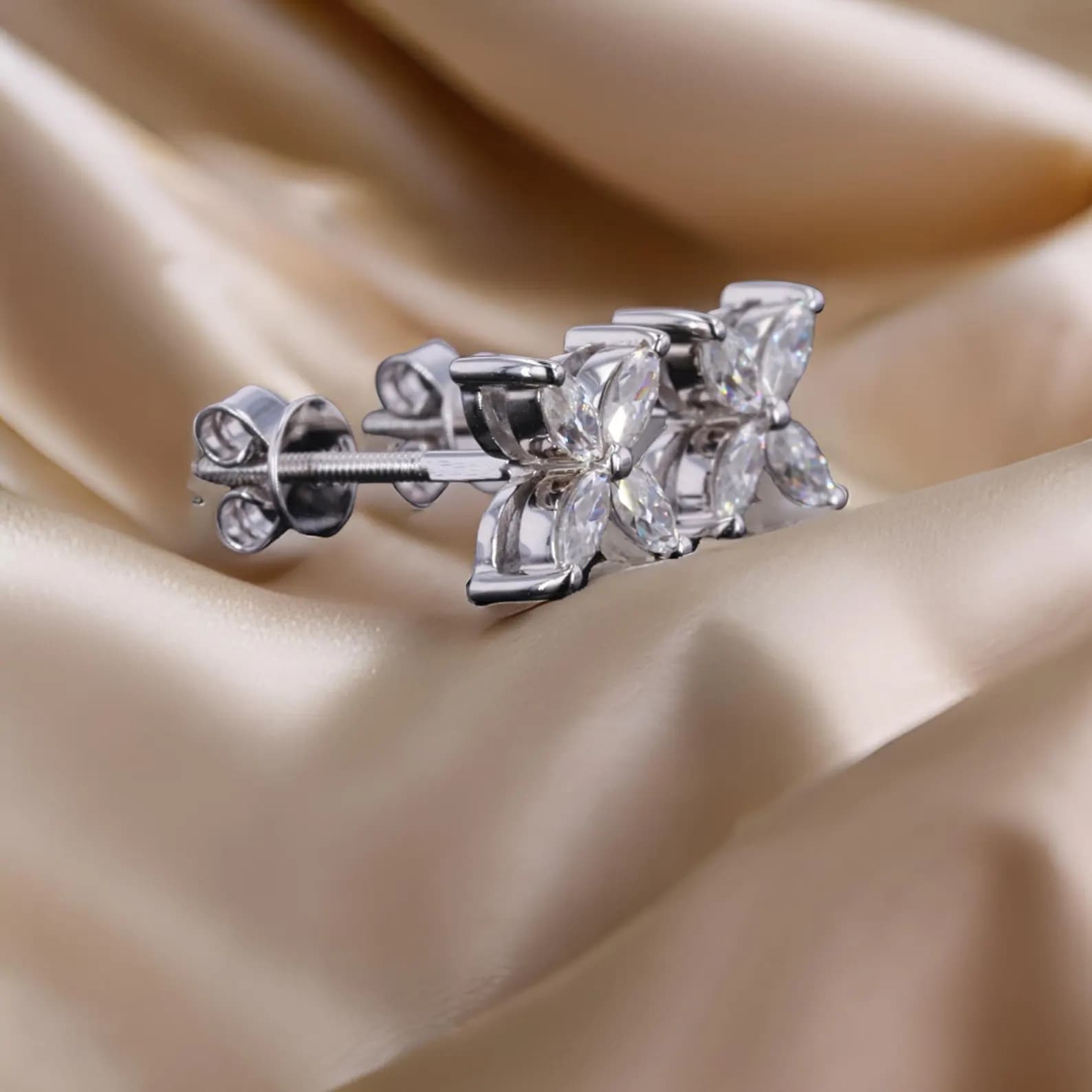 Floral Sterling Silver Stud Earrings 1