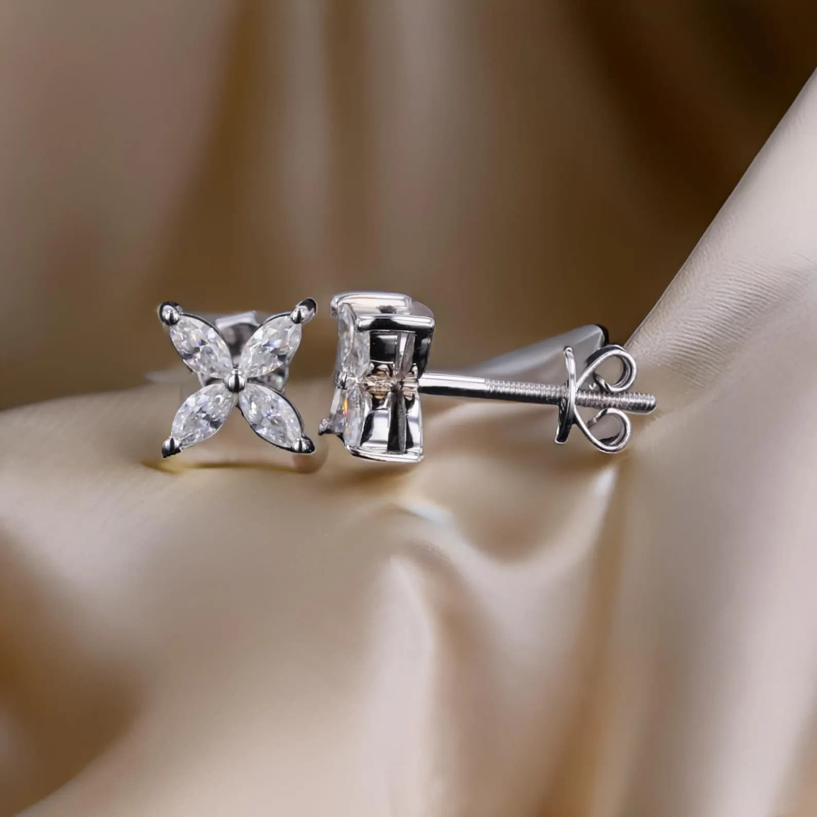 Floral Sterling Silver Stud Earrings 2