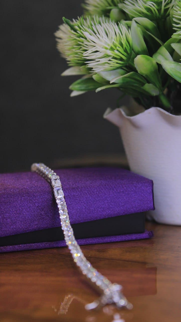 Silver Zirconia Tennis Bracelet | Dainty Crystal Bracelet for Women | Sparkly Gift for Her | Bridal Jewelry | Anniversary Gift Box 1