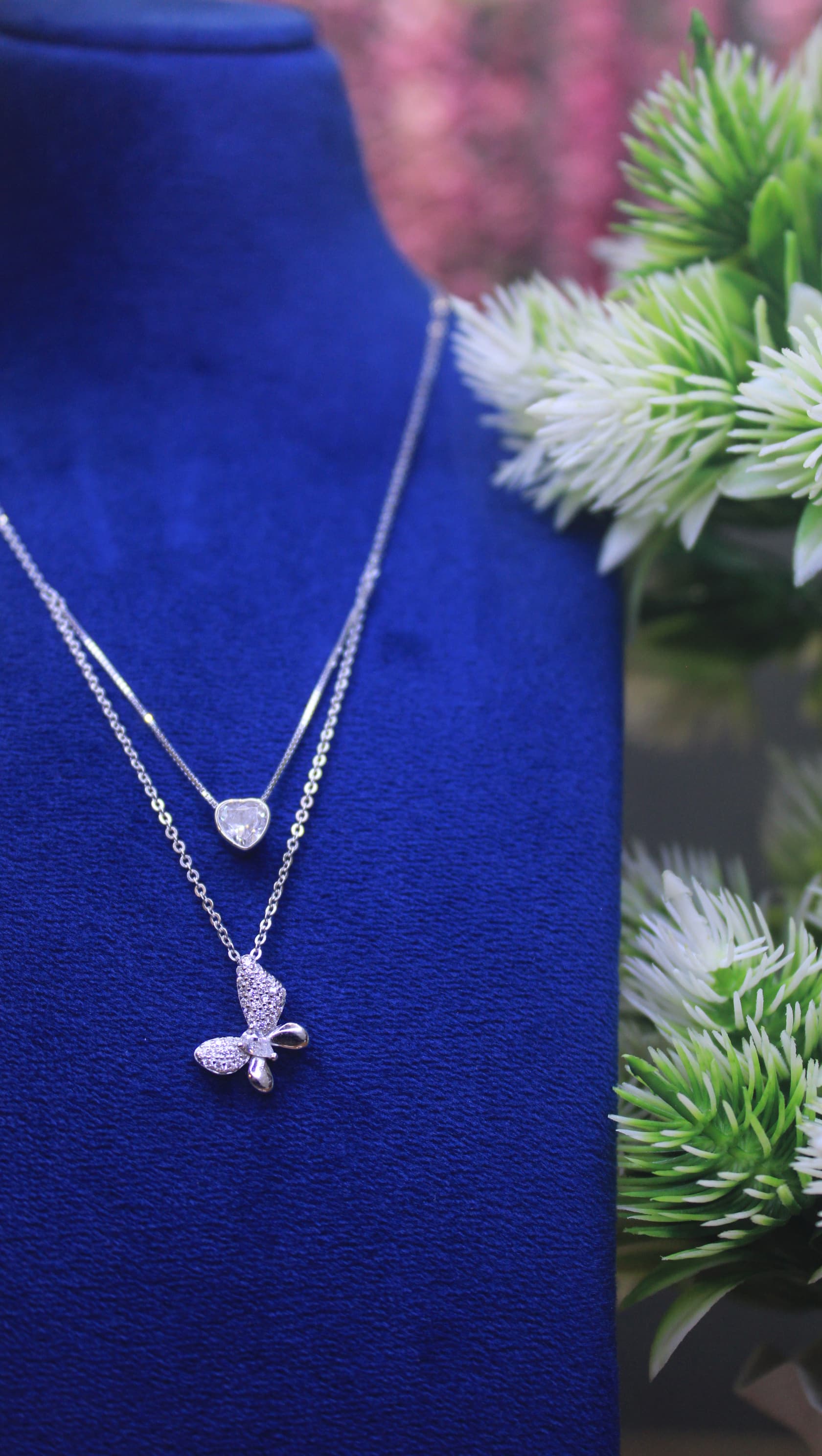 Dainty Layered Necklace Set  Silver Butterfly Pendant & Heart Charm  Minimalist Jewelry for Women Cute Everyday Layered Chain Gift for Her 1