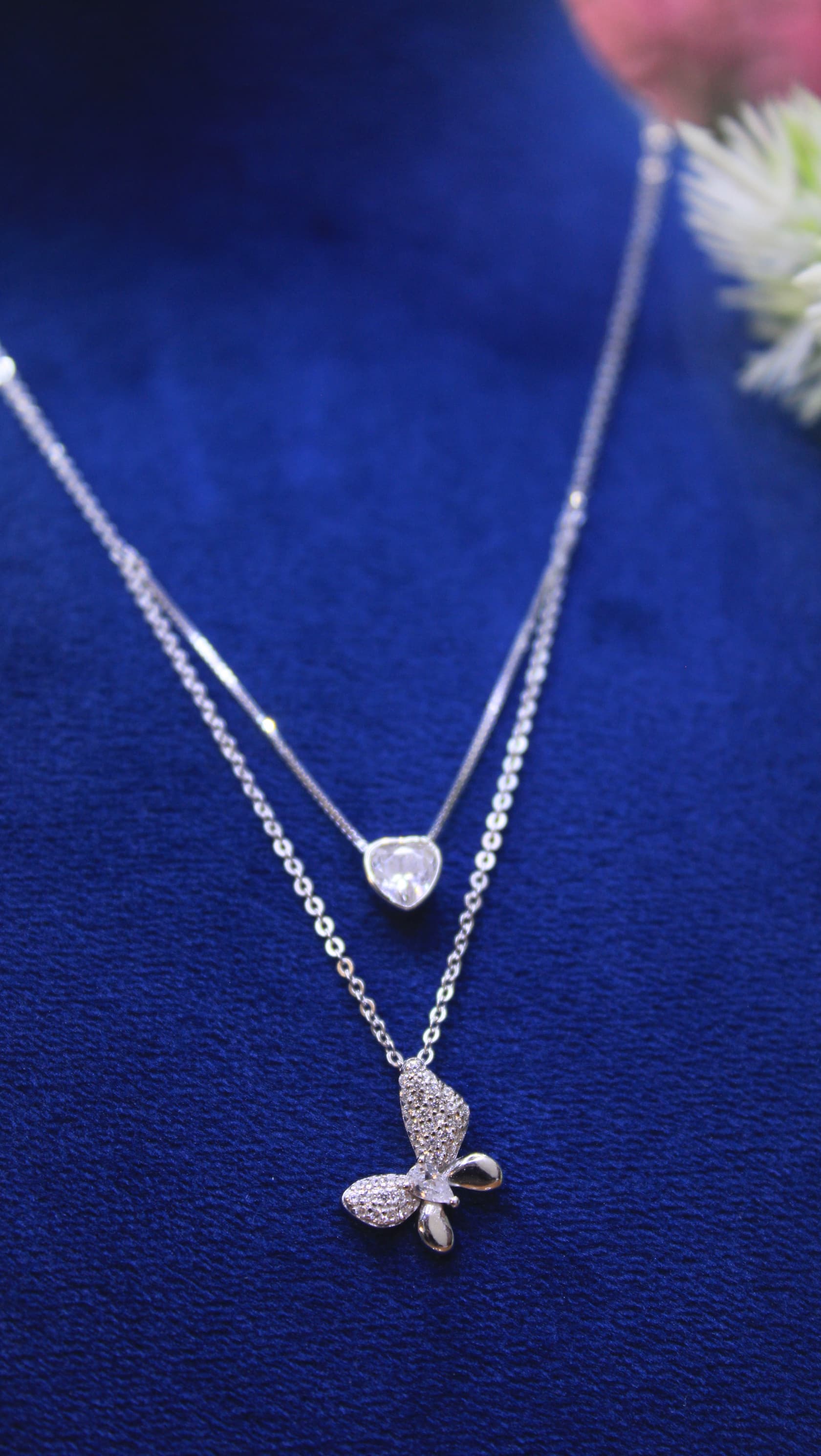 Dainty Layered Necklace Set  Silver Butterfly Pendant & Heart Charm  Minimalist Jewelry for Women Cute Everyday Layered Chain Gift for Her 2