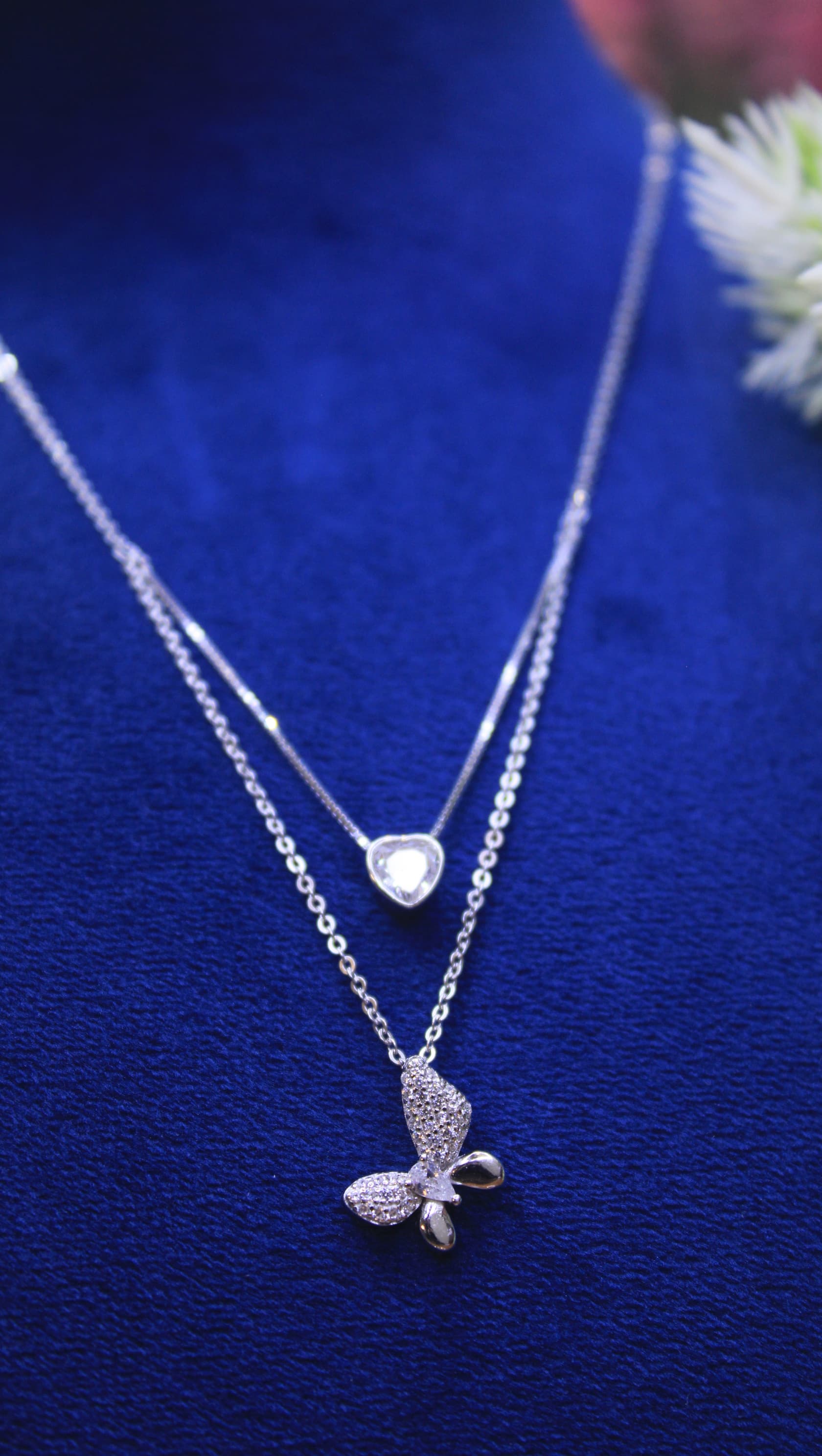 Dainty Layered Necklace Set  Silver Butterfly Pendant & Heart Charm  Minimalist Jewelry for Women Cute Everyday Layered Chain Gift for Her 3