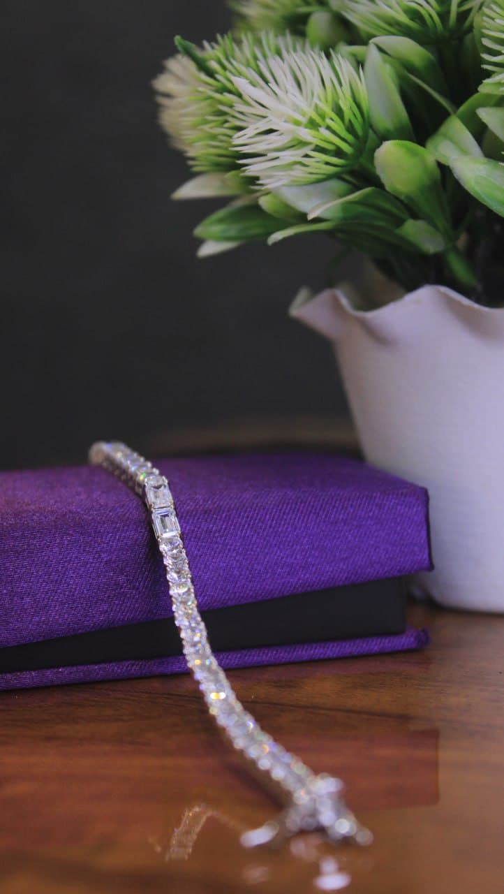 Silver Zirconia Tennis Bracelet | Dainty Crystal Bracelet for Women | Sparkly Gift for Her | Bridal Jewelry | Anniversary Gift Box